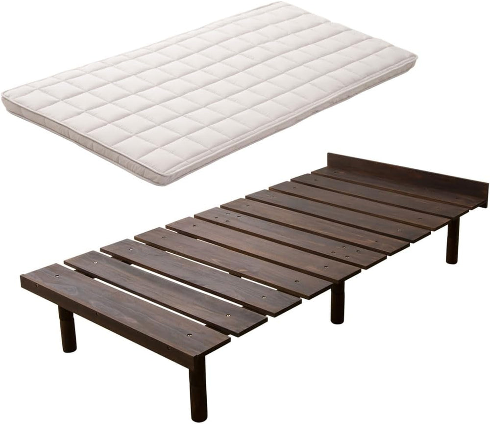 EMOOR Japanese Futon Mattress & Wood Slatted Bed Set Machi-OSMOS Twin (Co...