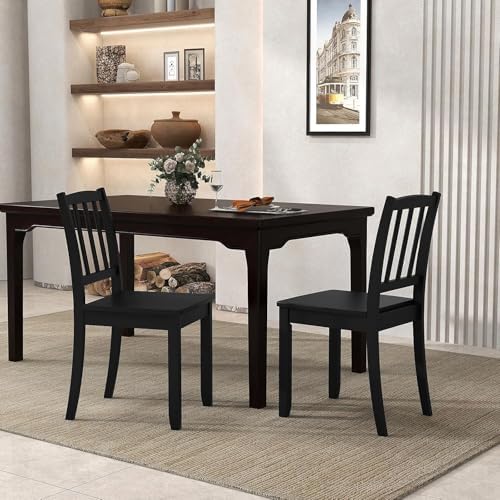 NAFORT Wood Dining Chairs Set of 6, Black Kitchen Chairs with Solid Rubber Wo...