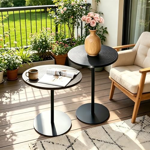 Small Round Side Table Set of 2 Drink End Tables for Living Room Small Spaces...