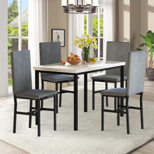 Hooseng Dining Table Set for 4, Kitchen Table and Chairs Set for 4, Small Din...