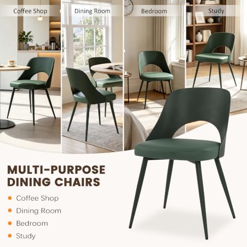 NOBPEINT Dining Chairs Set of 4, PU Leather Kitchen Chairs with Metal Legs