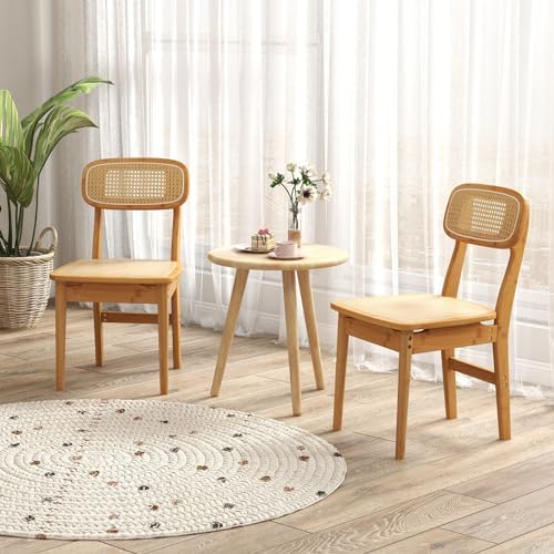 GOFLAME Rattan Dining Chairs Set of 2, Mid-Century Modern Kitchen Chairs with...