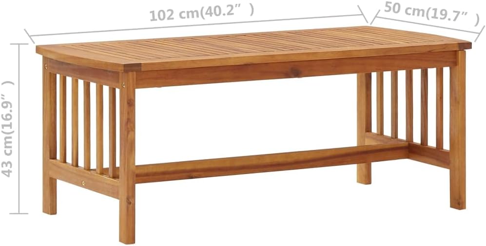 vidaXL Coffee Table 40.2"x19.7"x16.9" Solid Acacia Wood