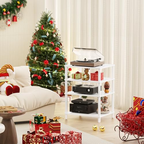 LELELINKY 4-Tier AV Media Player Stand, Stereo Stand, Modern Audio Shelf,Wood...