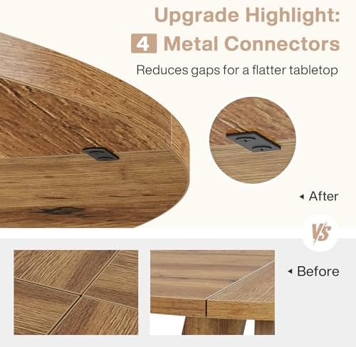 Tribesigns Farmhouse Dining Table, 47 Inch Round Dinner Table for 4, Rustic R...