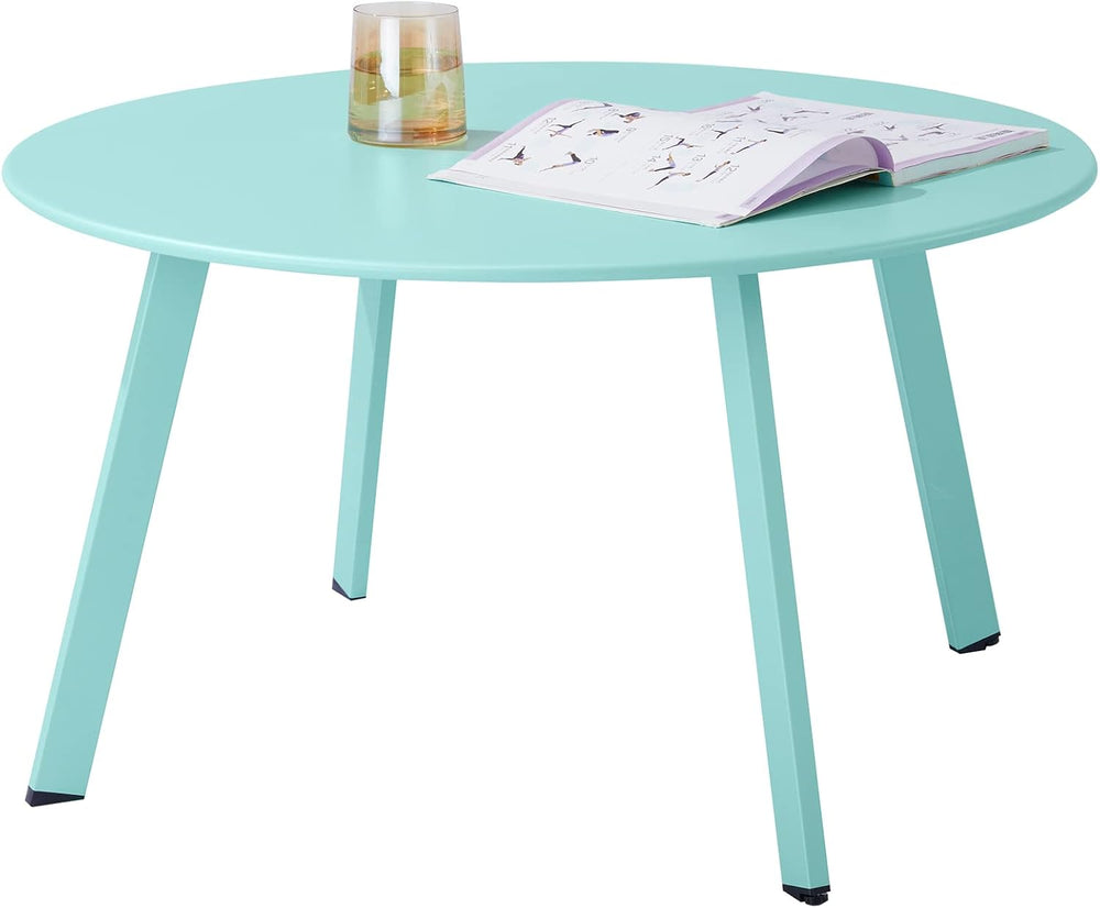 Patio Coffee Table - Metal Steel Outdoor Round Table Weather Resistant Anti-R...