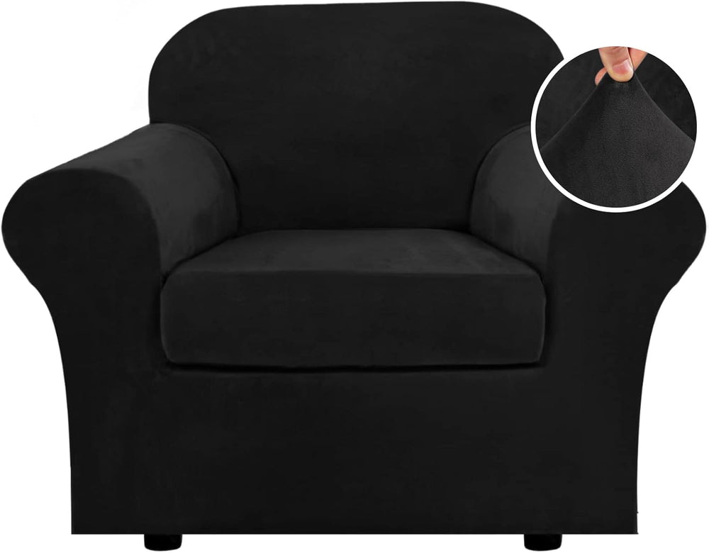 H.VERSAILTEX Rich Velvet Stretch 2 Piece Cover Chair Slipcover Sofa Cover Fur...