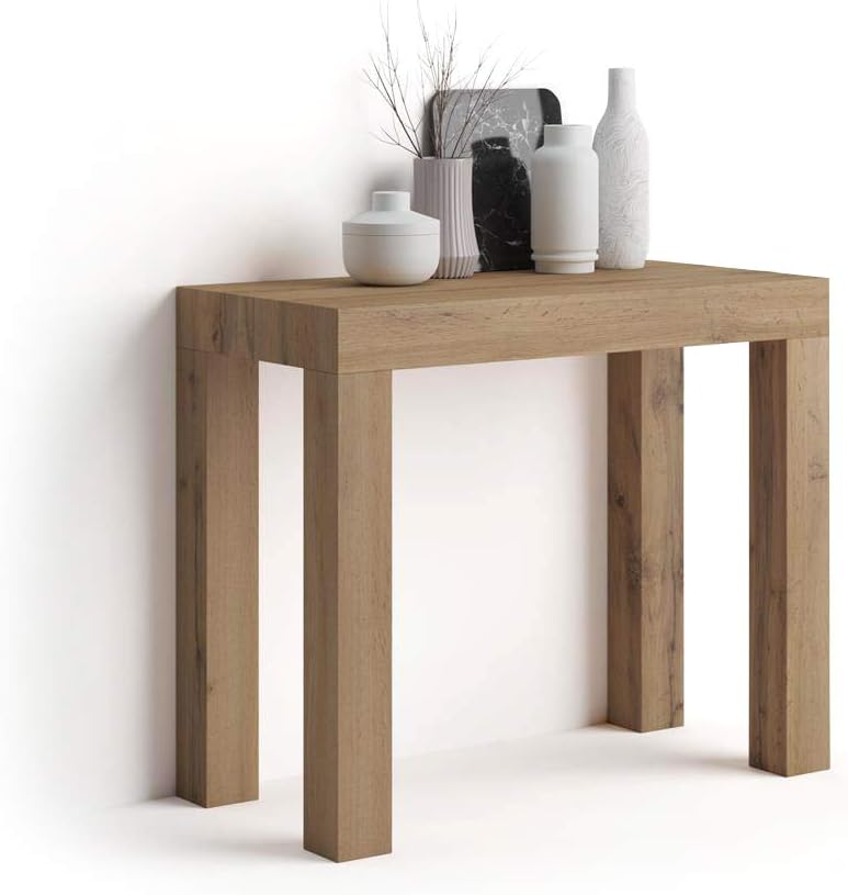 Mobili Fiver, First, Extendable Console Table 17.7(120) x35.4 in, Rustic Oak,...