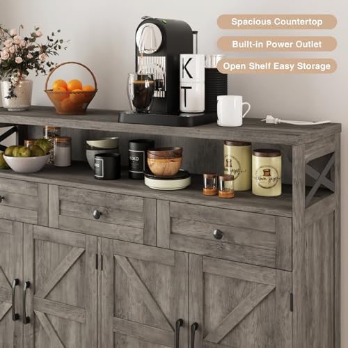 51" Farmhouse Buffet Sideboard with Storage, Kitchen Pantry Cabinet