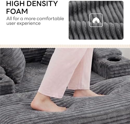 LIKIMIO 54'' Oversized Chaise Lounge Chair Indoor, Gray | Wood Frame