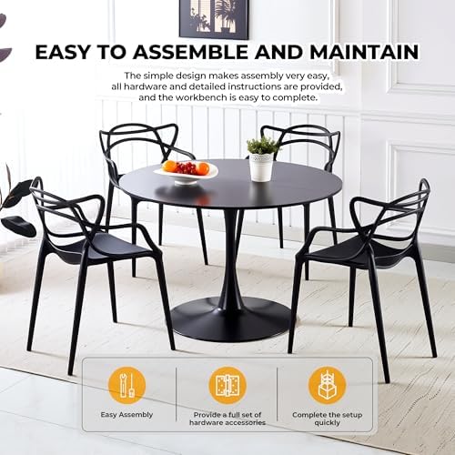 42" Tulip Table for 4-6 Persons Modern Round Dining Room Table, Mid-Cent...