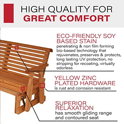 Amish Heavy Duty 800 Lb Roll Back Pressure Treated Porch Glider (4 Foot, Ceda...