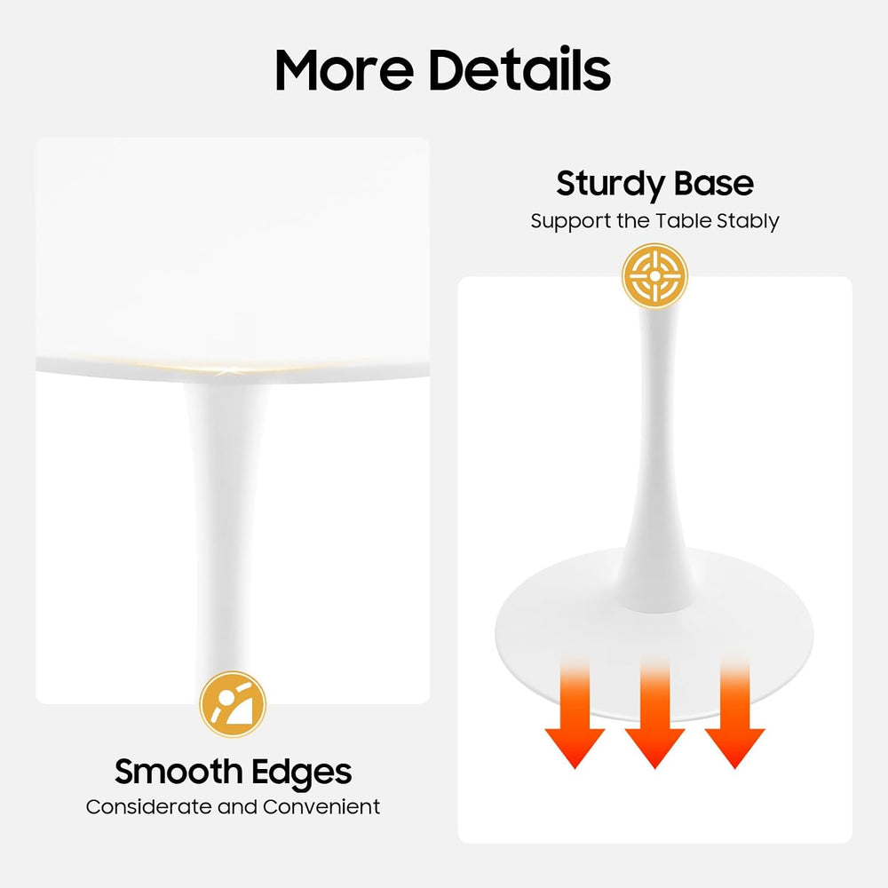 31.5 Inch Round Dining Table for 3 Person, Modern Minimalist Space-Saving Cir...