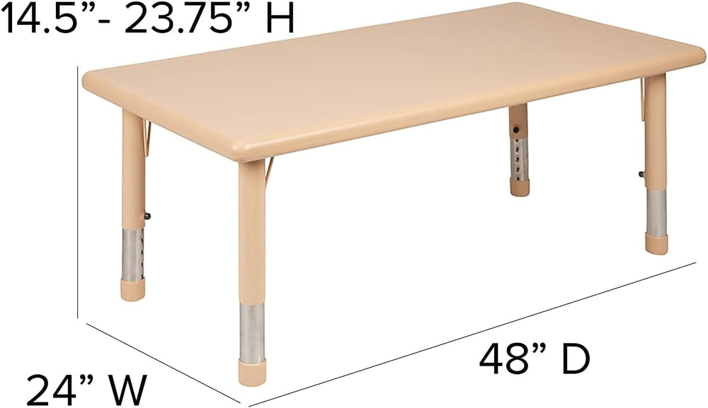 Flash Furniture 48x24 in Plastic Rectangular Activity Table, Natural