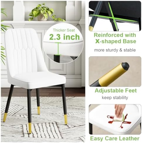 Dining Chairs Set of 4,Modern Dining Room Chairs,Faux Leather Dining Chairs w...