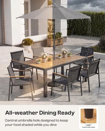 Outdoor Dining Set, 7 Piece Aluminum Patio Table and Chairs Set, All Weather ...