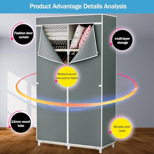 Portable Canvas Wardrobes for Bedroom,Canvas Wardrobe,Foldable Clothes Storag...