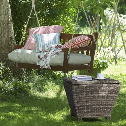 VINGLI Outdoor Side Table with Storage, 13-Gallon Patio Deck Box Outdoor Wick...