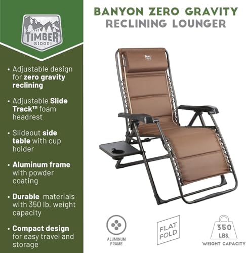 Timber Ridge Aluminum Zero Gravity Chair Set of 2, 350 lb Capacity Each