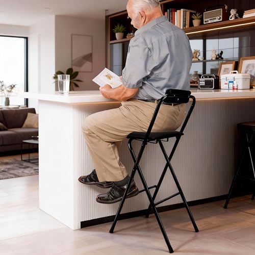 Folding Stool with Back,2 Pcs Tall Foldable Stool 29.5 Inch