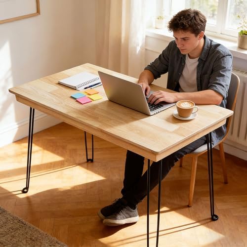 Solid Oak Folding Desk 43 Inch No Assembly Portable Table