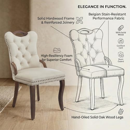 Dining Chairs Set of 4, Velvet Upholstered Kitchen Chairs with Vintage Copper...