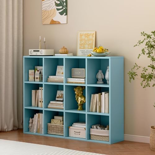 OSCHF 12-Cube Storage Shelf Bookcase, Light Blue