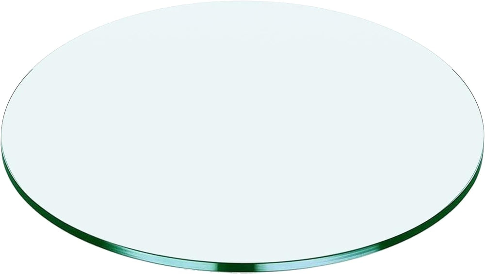 17" Round Tempered Glass Table Top, Clear Surface Flat Polished Edge for...