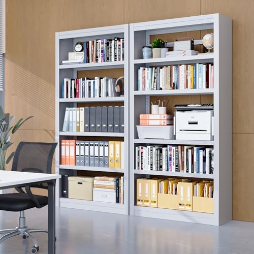 Bookshelf,6-Tier Adjustable Steel Book Shelf,61" H Heavy Duty Metal Book...