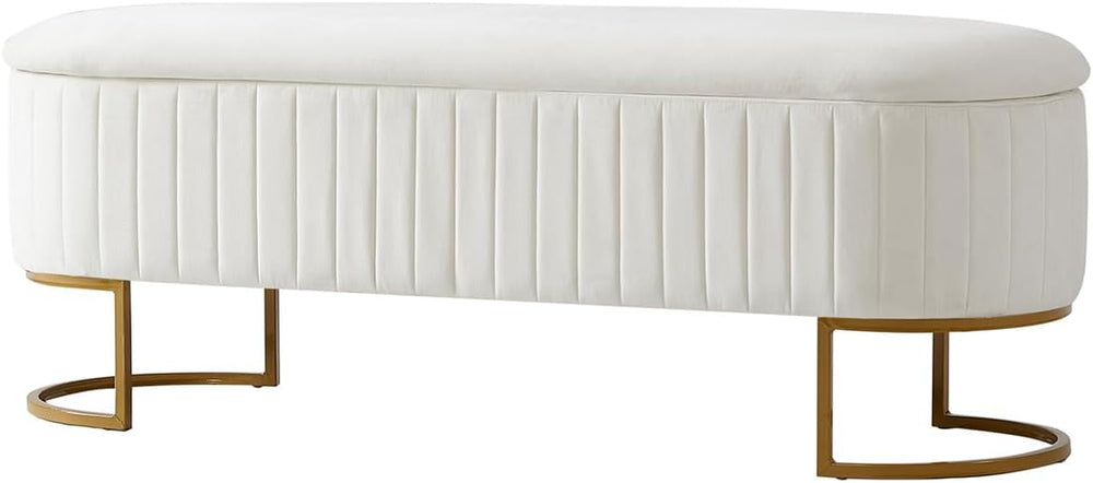 EcoHarbor Living 50.5" Velvet Bedroom Storage Bench Ottoman, Upholstered...