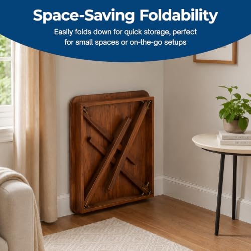 Stakmore Classic Straight Edge Square Wood Folding Table, 32x32, Cherry