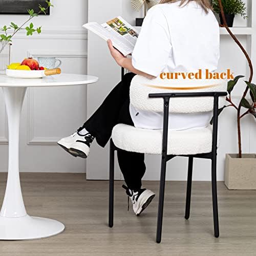 DYHOME Boucle Dining Chairs Set of 4, Upholstered Dining Room Chairs White