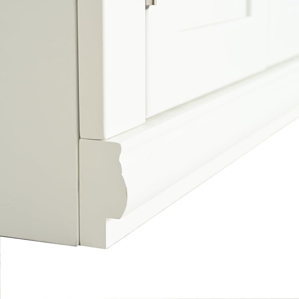Chic 75.25'' White Freestanding Pantry Cabinet with Glass Door, Ideal...