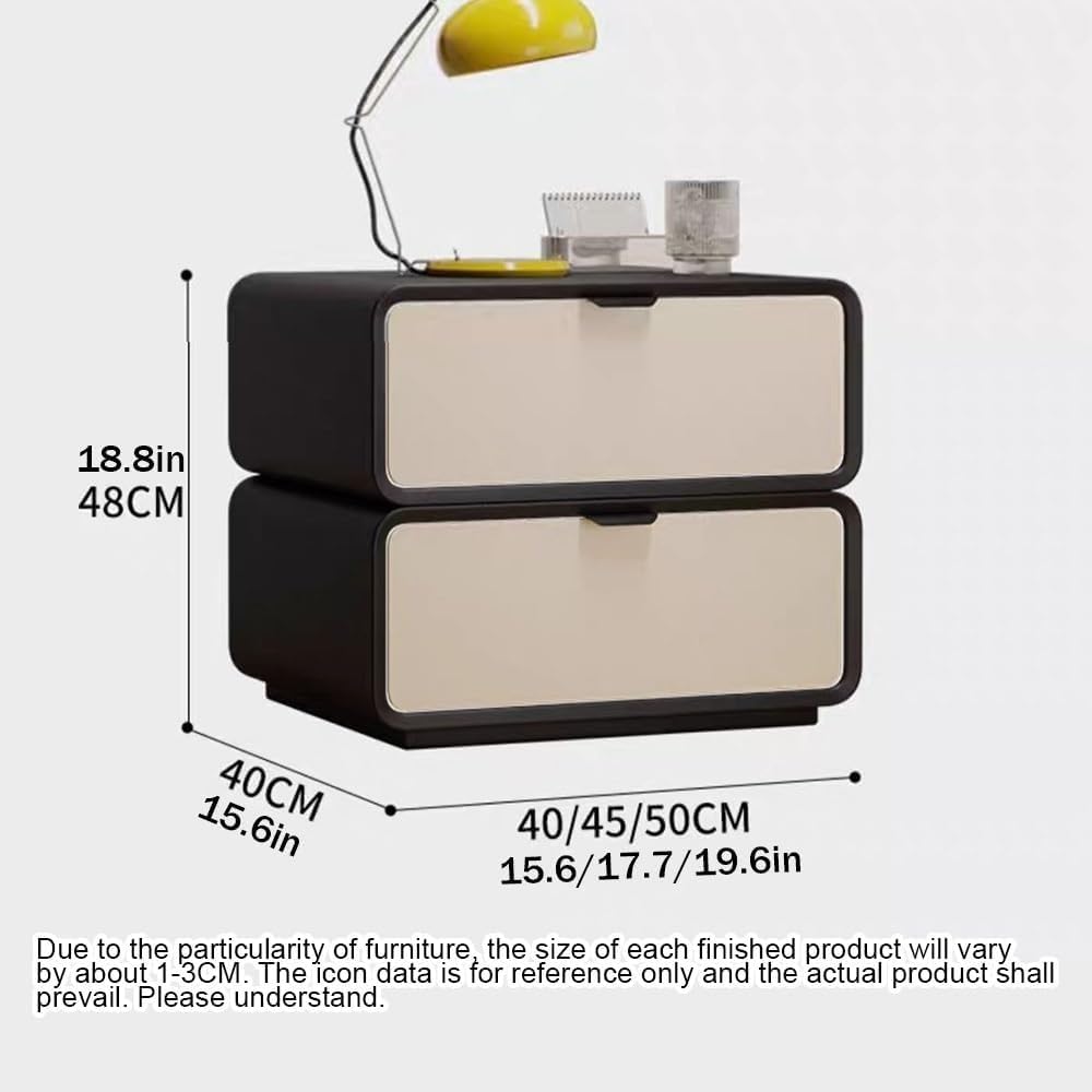 2 Drawer Bedside Table Wood Full Floor-Standing Nightstand Modern Side Table ...