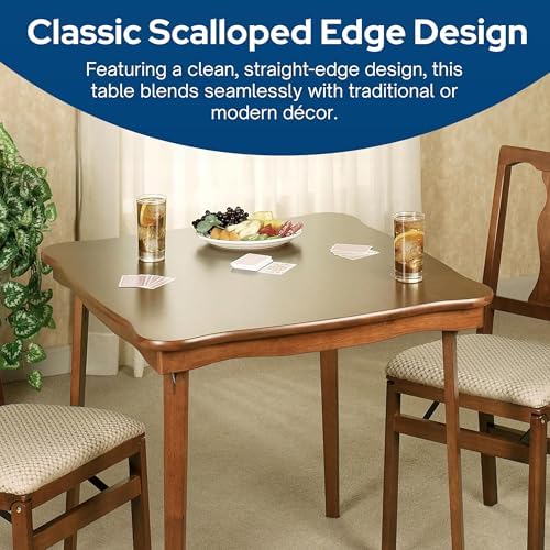 Stakmore 32 Inch Square Wooden Folding Card Game Table, Cherry