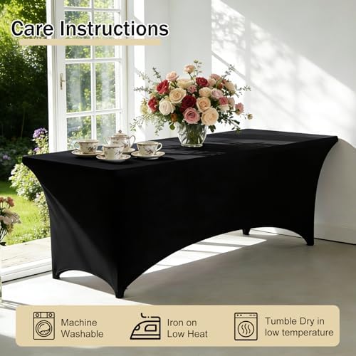 1 Set 6 FT Rectangle Folding Table with Carrying Handle, Lightweight Fold-in-...