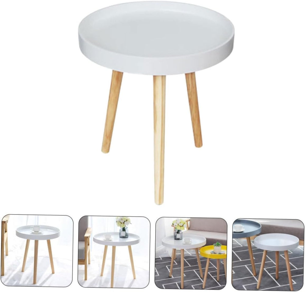 Modern Small Round Tea Table White Mini Sofa Side Table Bedside Decorative fo...