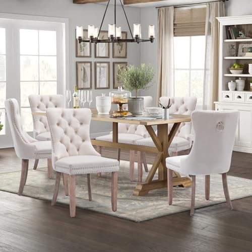 Velvet Upholstered Dining Chairs Set of 8, Modern Style Kitchen Side Chairs w...