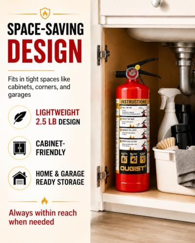 Ougist Home Fire Extinguisher, 2.5 lb ABC Dry Chemical 1-A:10-B:C, 2 Pack