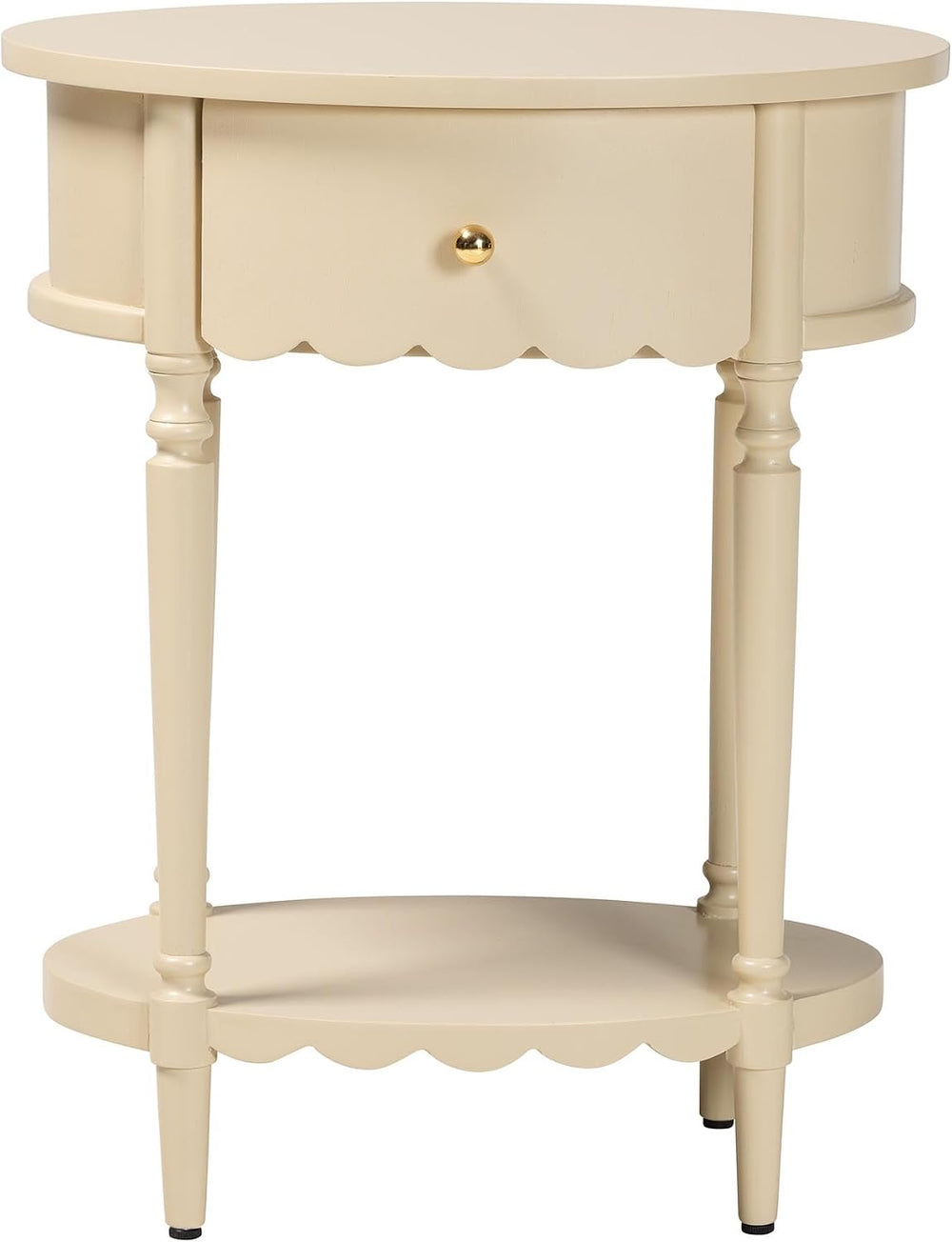 Bali & pari Liba End Table - 1-Drawer Accent Table with Scalloped Detaili...