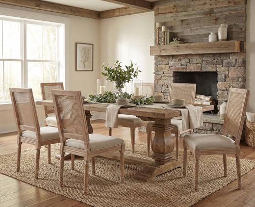 CIMOTA Farmhouse Dining Chairs Set of 6, French Rattan Dining Room Chairs wit...