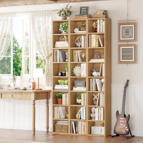 FOTOSOK Bookshelf Bookcase 8-Tier Narrow Bookshelf Tall CD Media Tower Rack