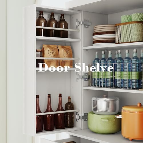 IRONCK 72" Kitchen Pantry Cabinet with Drawer and Sliding Racks, White |...
