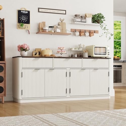 chartustriable 70” Rounded Edge Large Sideboard Buffet Cabinet with 3 Storage...