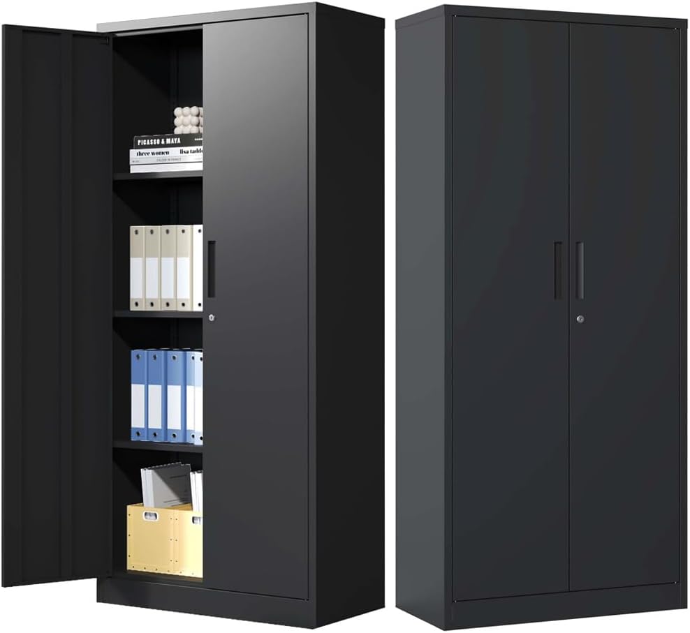 Lockable Cabinet Metal Storage Cabinet, 69" Locking Metal Storage Cabine...