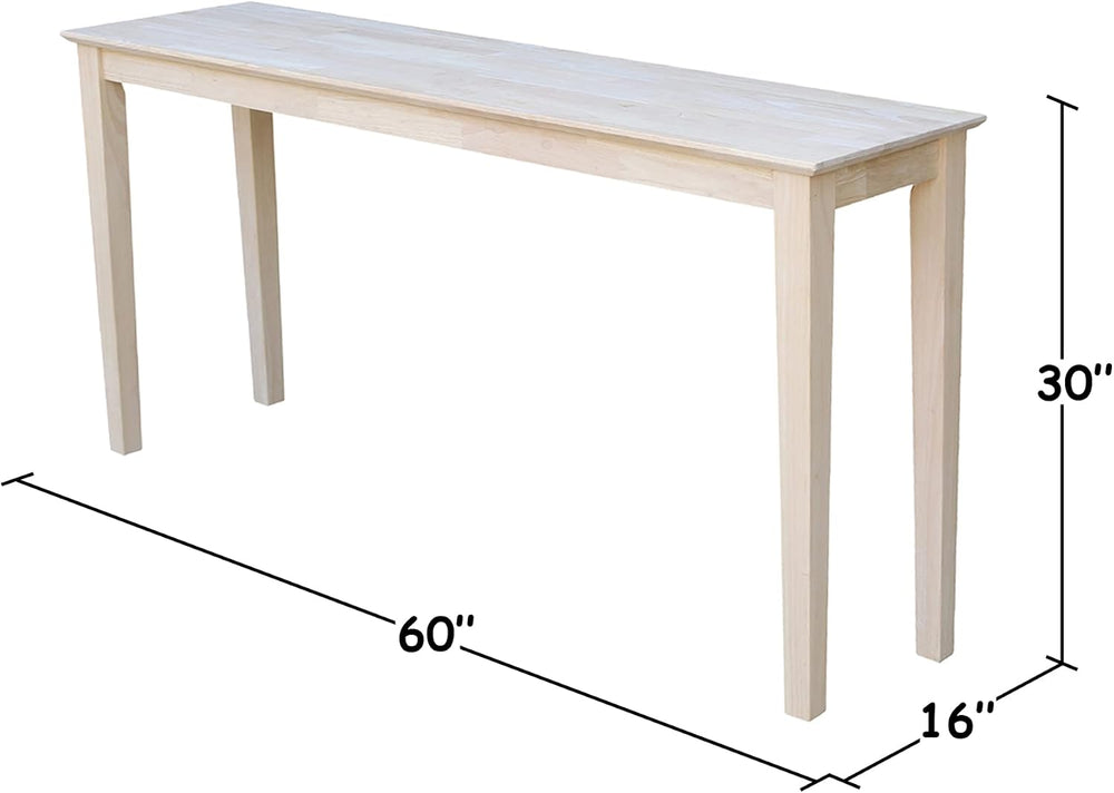 IC International Concepts Solid Wood Shaker Console Table, 60" Long
