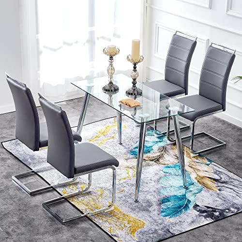 Baysitone Modern Dining Chairs Set of 6, PU Faux Leather High Back Upholstere...