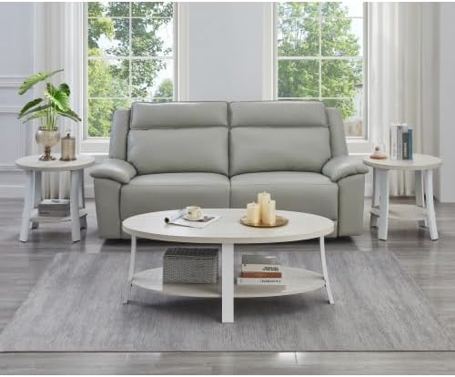 Oval Coffee Table and Round End Tables, 3-Piece Living Room Table Set | Accen...