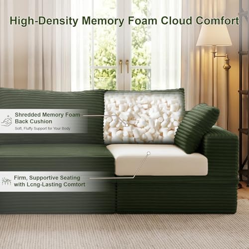 107" U Shaped Couch, Modular Sectional Sofa with Storage, 3-Seater High ...
