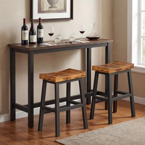 WINAZ Rustic Bar Stools, 24 Inch Barstools, Counter Height Stools with Footre...